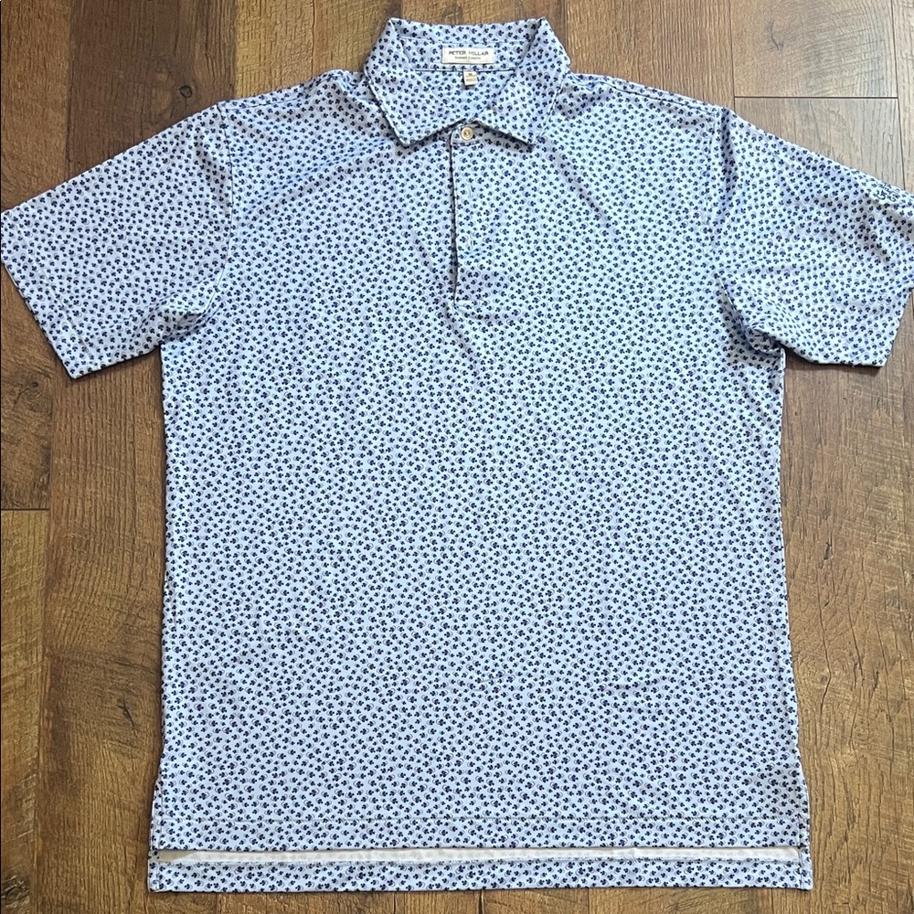 Peter Millar Navy and White Patterned Polo Shirt